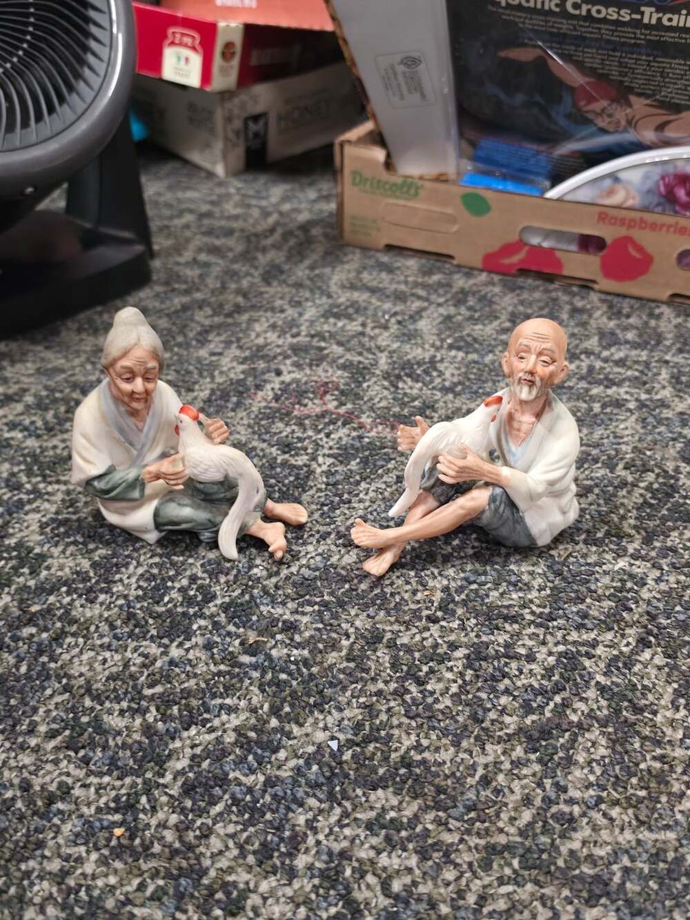 Inarco Japanese Elderly Couple With Rooster Figurines
